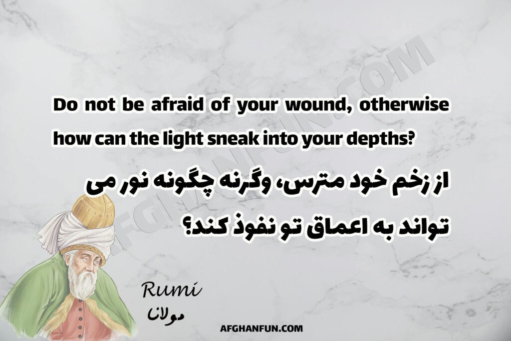 Do not be afraid of your wound, otherwise how can the light sneak into your depths?