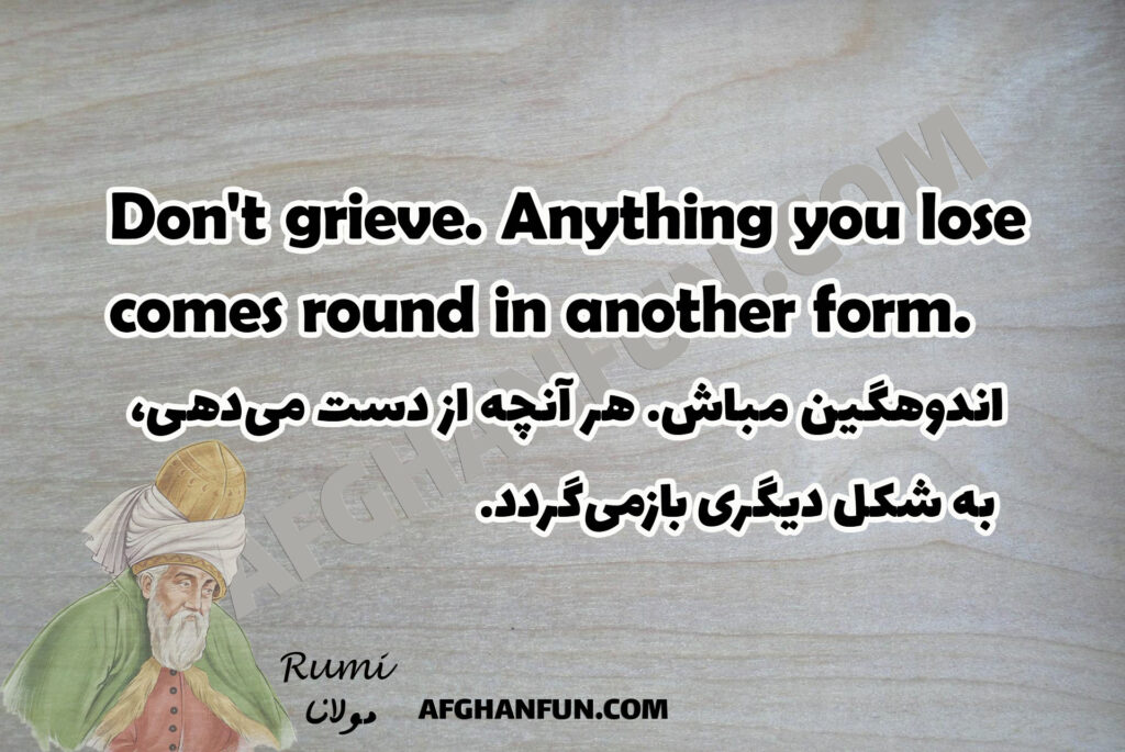 Don’t grieve. Anything you lose comes round in another form.