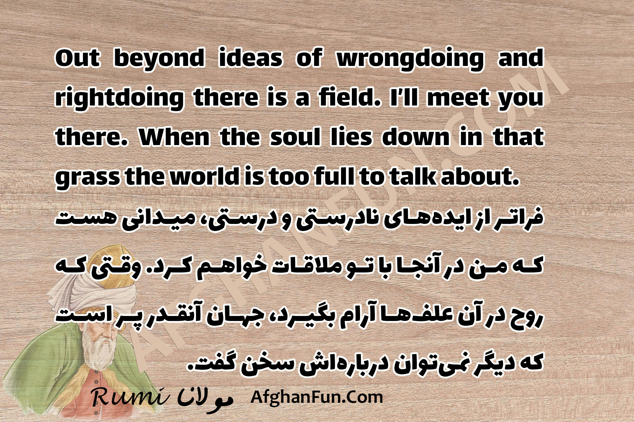 Out beyond ideas of wrongdoing and rightdoing there is a field