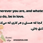 Wherever you are, and whatever you do, be in love.