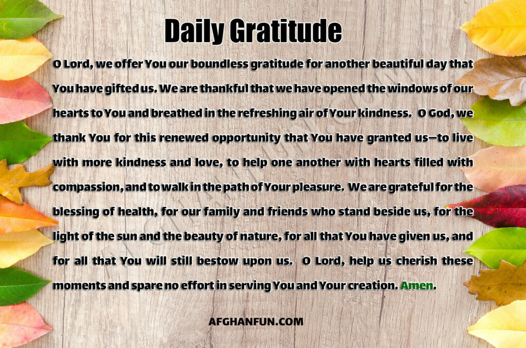 Gratitude text in English